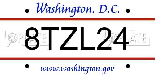 8TZL24 District Of Columbia License Plate