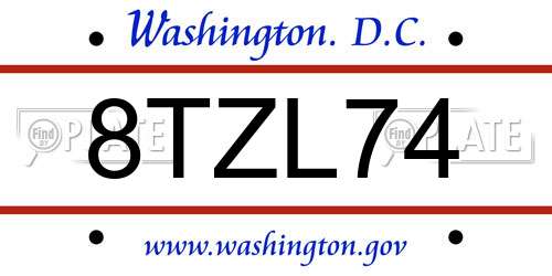 8TZL74 District Of Columbia License Plate