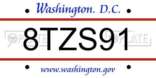 8TZS91 District Of Columbia License Plate