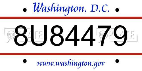 8U84479 District Of Columbia License Plate