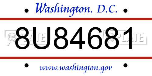 8U84681 District Of Columbia License Plate