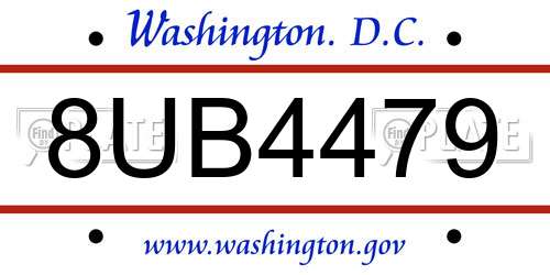8UB4479 District Of Columbia License Plate