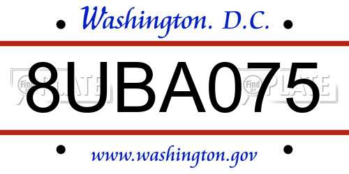 8UBA075 District Of Columbia License Plate