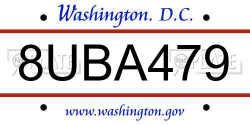8UBA479 District Of Columbia License Plate