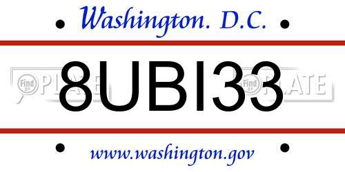 8UBI33 District Of Columbia License Plate
