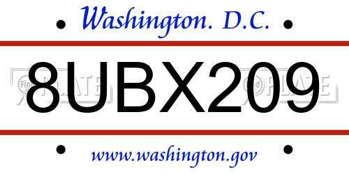8UBX209 District Of Columbia License Plate