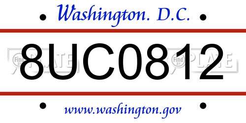 8UC0812 District Of Columbia License Plate