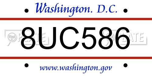 8UC586 District Of Columbia License Plate