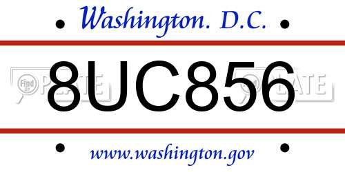 8UC856 District Of Columbia License Plate