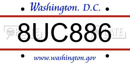 8UC886 District Of Columbia License Plate