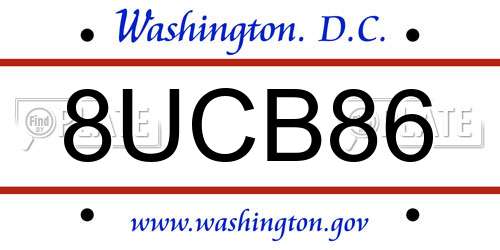 8UCB86 District Of Columbia License Plate