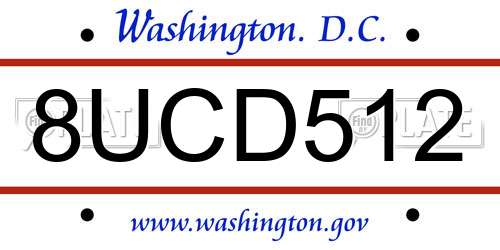 8UCD512 District Of Columbia License Plate