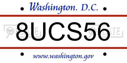 8UCS56 District Of Columbia License Plate