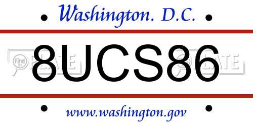 8UCS86 District Of Columbia License Plate