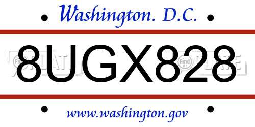 8UGX828 District Of Columbia License Plate