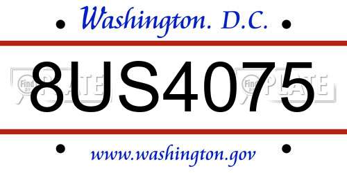 8US4075 District Of Columbia License Plate