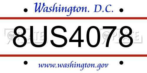 8US4078 District Of Columbia License Plate