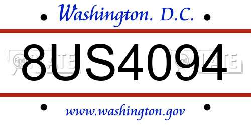 8US4094 District Of Columbia License Plate