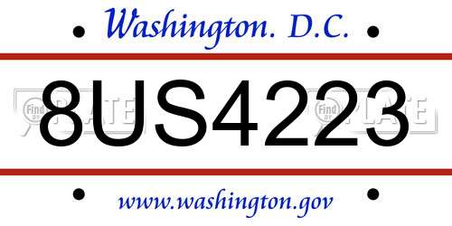 8US4223 District Of Columbia License Plate