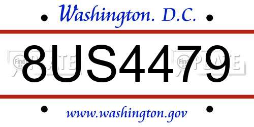 8US4479 District Of Columbia License Plate
