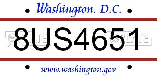 8US4651 District Of Columbia License Plate
