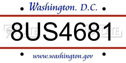 8US4681 District Of Columbia License Plate