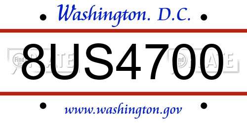 8US4700 District Of Columbia License Plate