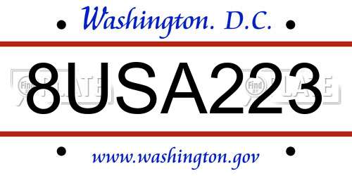 8USA223 District Of Columbia License Plate