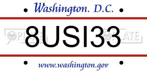 8USI33 District Of Columbia License Plate
