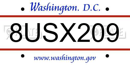 8USX209 District Of Columbia License Plate