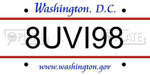 8UVI98 District Of Columbia License Plate