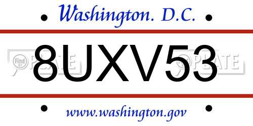 8UXV53 District Of Columbia License Plate