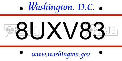 8UXV83 District Of Columbia License Plate