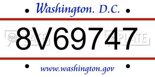 8V69747 District Of Columbia License Plate