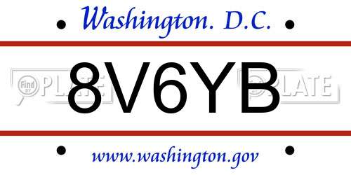 8V6YB District Of Columbia License Plate