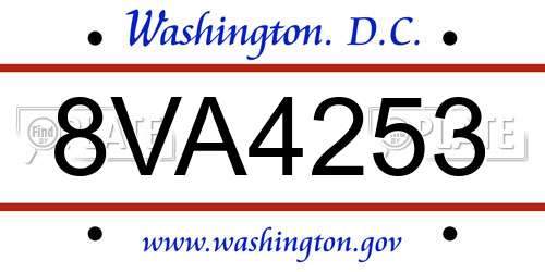 8VA4253 District Of Columbia License Plate