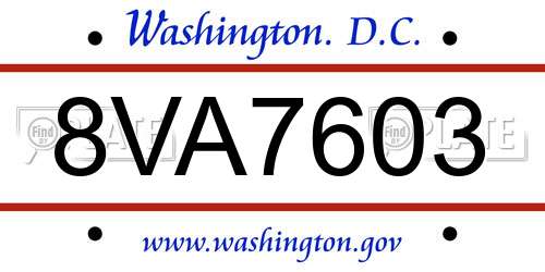 8VA7603 District Of Columbia License Plate