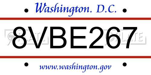 8VBE267 District Of Columbia License Plate