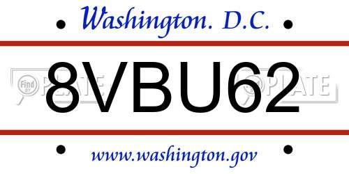 8VBU62 District Of Columbia License Plate