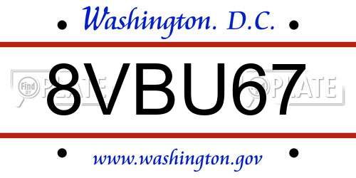 8VBU67 District Of Columbia License Plate