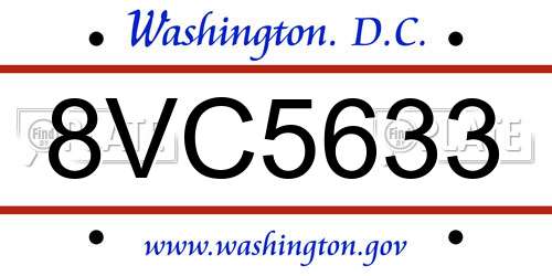 8VC5633 District Of Columbia License Plate