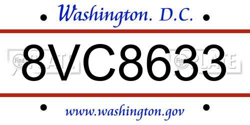 8VC8633 District Of Columbia License Plate