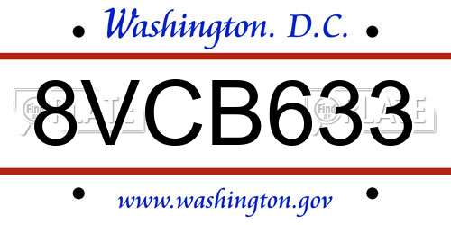 8VCB633 District Of Columbia License Plate