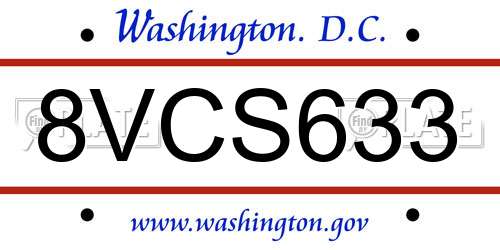 8VCS633 District Of Columbia License Plate