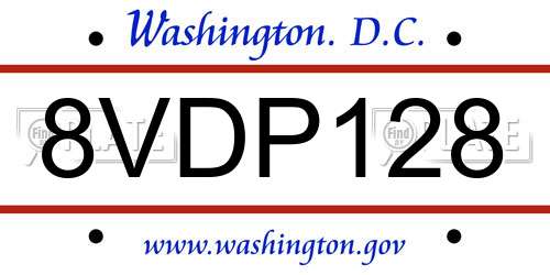 8VDP128 District Of Columbia License Plate