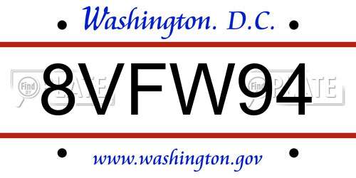 8VFW94 District Of Columbia License Plate