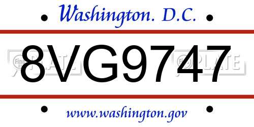 8VG9747 District Of Columbia License Plate