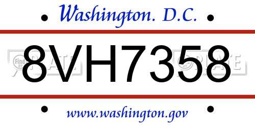 8VH7358 District Of Columbia License Plate