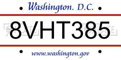 8VHT385 District Of Columbia License Plate