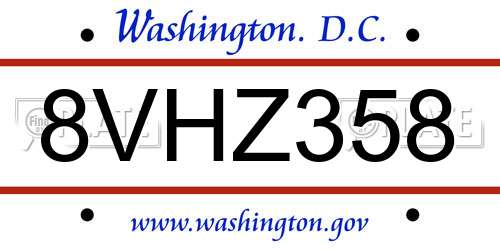 8VHZ358 District Of Columbia License Plate